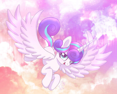 MLP FIM - Little Older Flurry Heart Flying by Joakaha