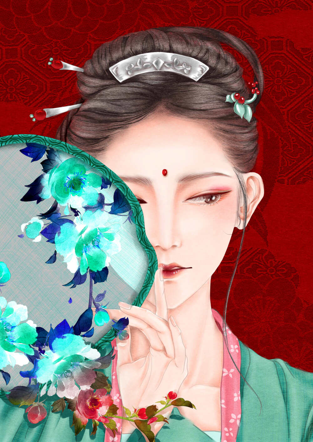 古风美人半遮面绘师南莲莲上歌