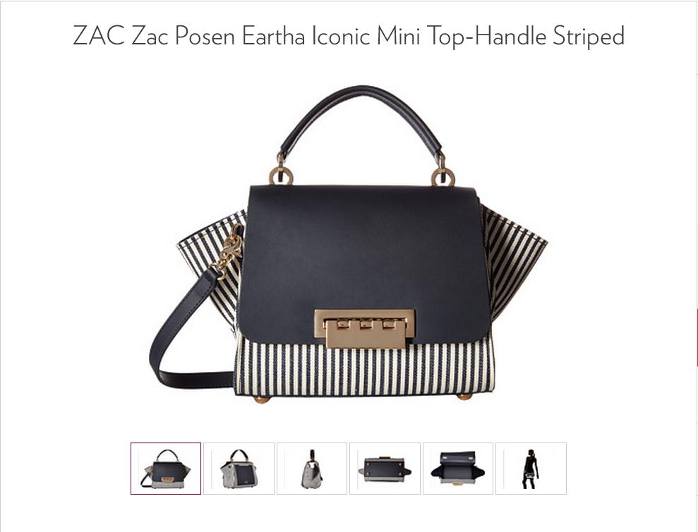 代购 Zac Posen Eartha Iconic Mini Top HandleStriped单肩斜挎手提包