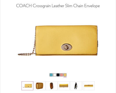 COACH Crossgrain Leather Slim ChainEnvelope信封包海淘8950694