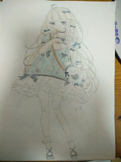 本人手绘卡通 动漫 游戏 漫画人物 同人手绘彩铅改版 玛格丽特的小迷 奇迹暖暖 彩铅手绘 女孩童年