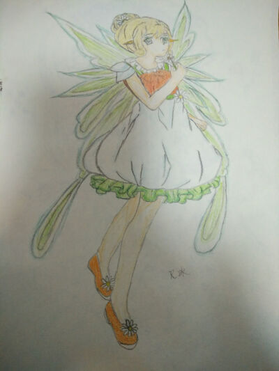 本人手绘卡通 动漫 游戏 漫画人物 同人手绘彩铅改版 玛格丽特的小迷 小花仙 彩铅手绘 女孩童年