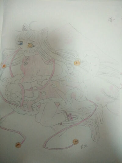 本人手绘卡通 动漫 游戏 漫画人物 同人手绘彩铅改版 玛格丽特的小迷 奇迹暖暖 彩铅手绘 女孩童年