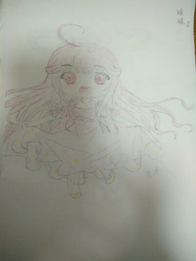 本人手绘卡通 动漫 游戏 漫画人物 同人手绘彩铅改版 玛格丽特的小迷 奇迹暖暖 彩铅手绘 女孩童年