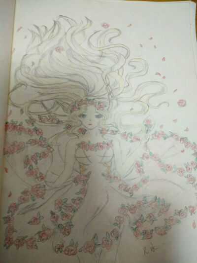 本人手绘卡通 动漫 游戏 漫画人物 同人手绘彩铅改版 玛格丽特的小迷 奇迹暖暖 彩铅手绘 女孩童年