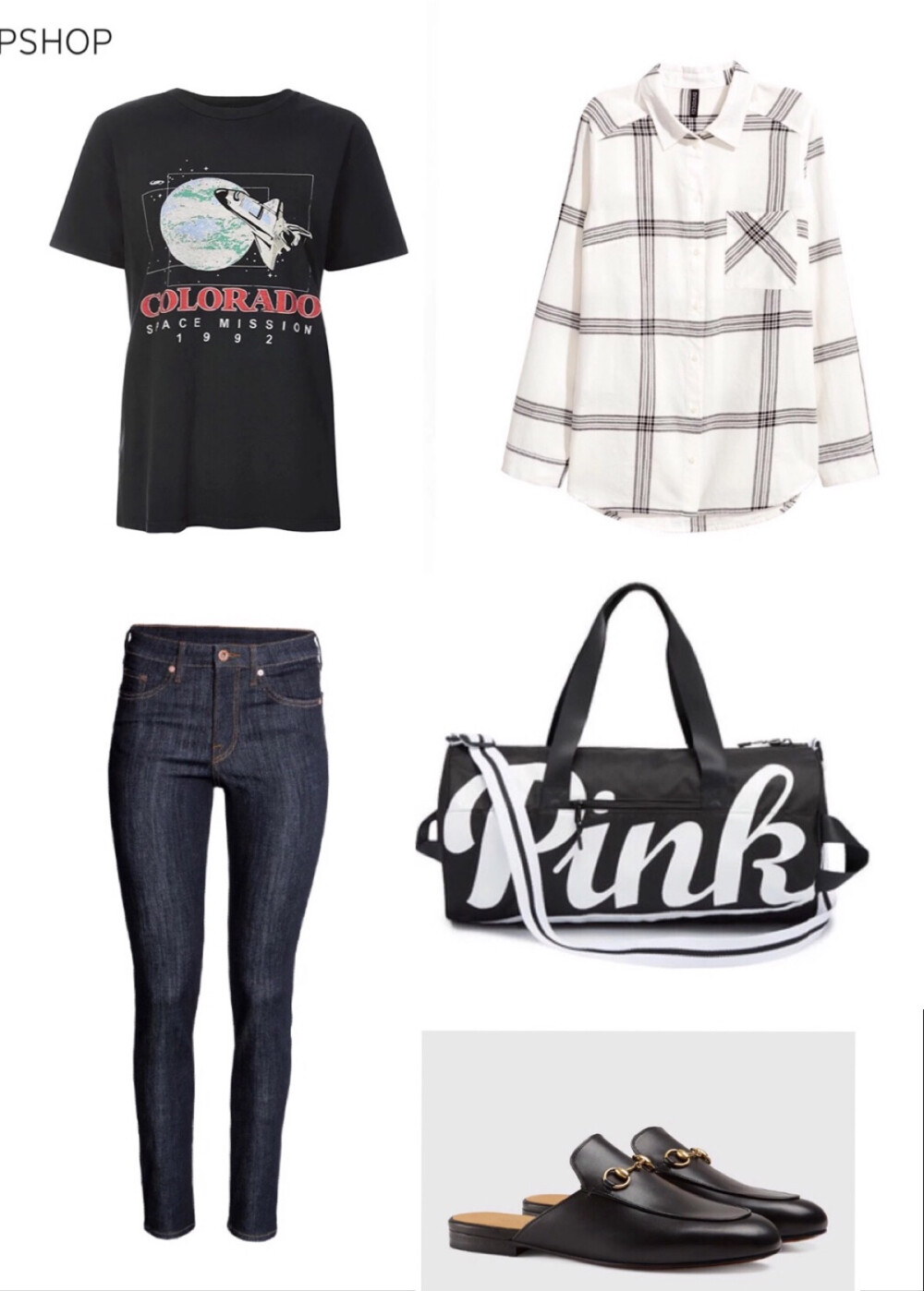 Top:Topshop/Bottoms:H&M/Outwear:H&M/Bag:Victoria's Secret/Shoes:Gucci