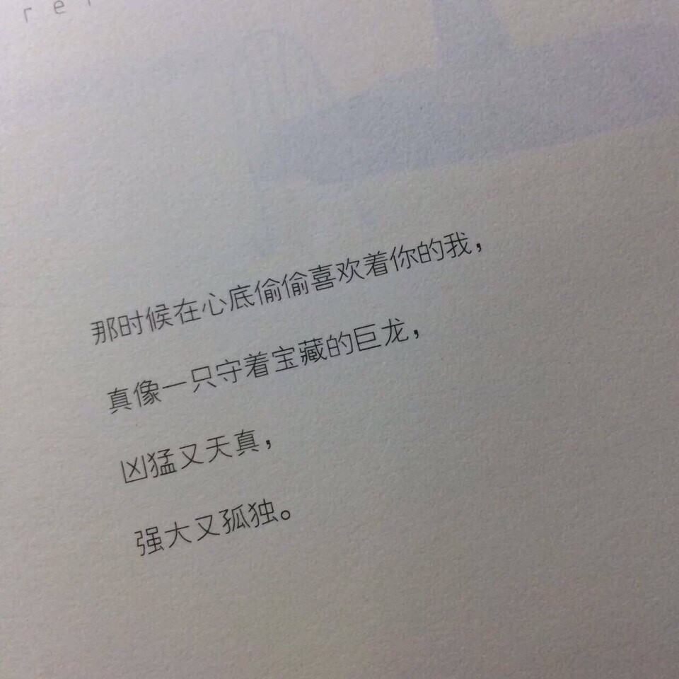 那时候在心底偷偷喜欢着你的我
真像一只守着宝藏的巨龙
凶猛又天真
强大又孤独