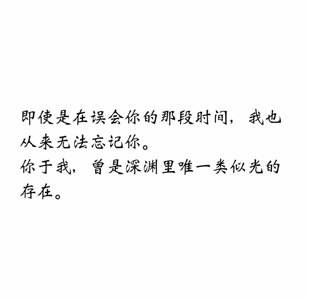 即使是在误会你的那段时间，我也从来无法忘记你。
你于我，曾是深渊里唯一类似光的存在。