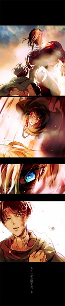 Tags: Anime, Zao Chuan Ya, Shingeki no Kyojin, Erwin Smith, Titan (Shingeki no Kyojin), Levi, Pixiv, Comic, Giants Advance