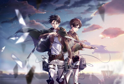 Tags: Anime, Kawauso (Pixiv3192440), Shingeki no Kyojin, Eren Jaeger, Levi, Pixiv, Fanart, Fanart From Pixiv, Giants Advance