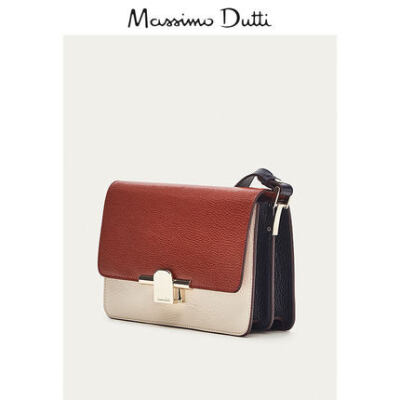 Massimo Dutti 女士配件 金属装饰三色真皮单肩包 06945657118