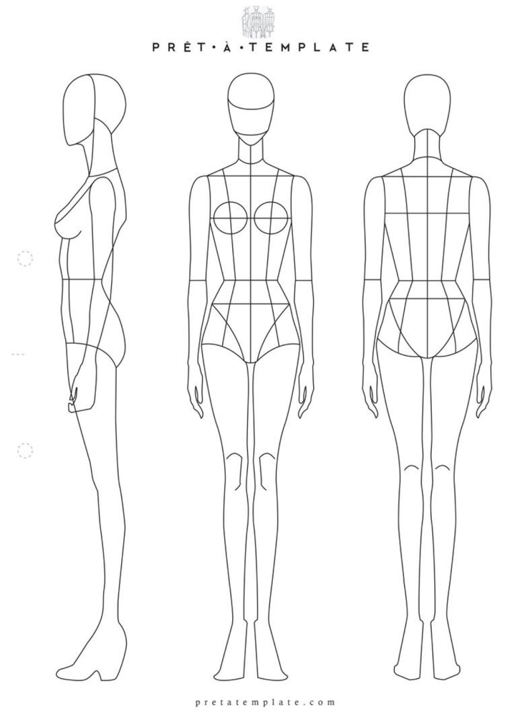 时装绘画人体线稿服装设计素材