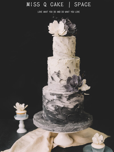 【Miss Q Cake.台州】 翻糖 翻糖主体蛋糕 婚礼甜品台 创意 灰白色 