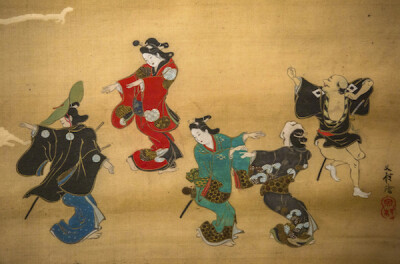 《歌舞伎舞蹈》（Dancing in a Kabuki Performance），Kaian （Megata Morimichi），1800s