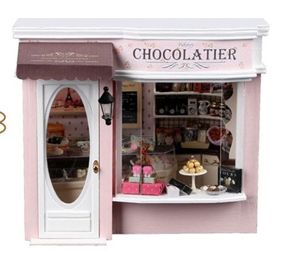 DIY小屋布鲁塞尔的巧克力店欧洲旅行日记手工拼装模型场景摆件