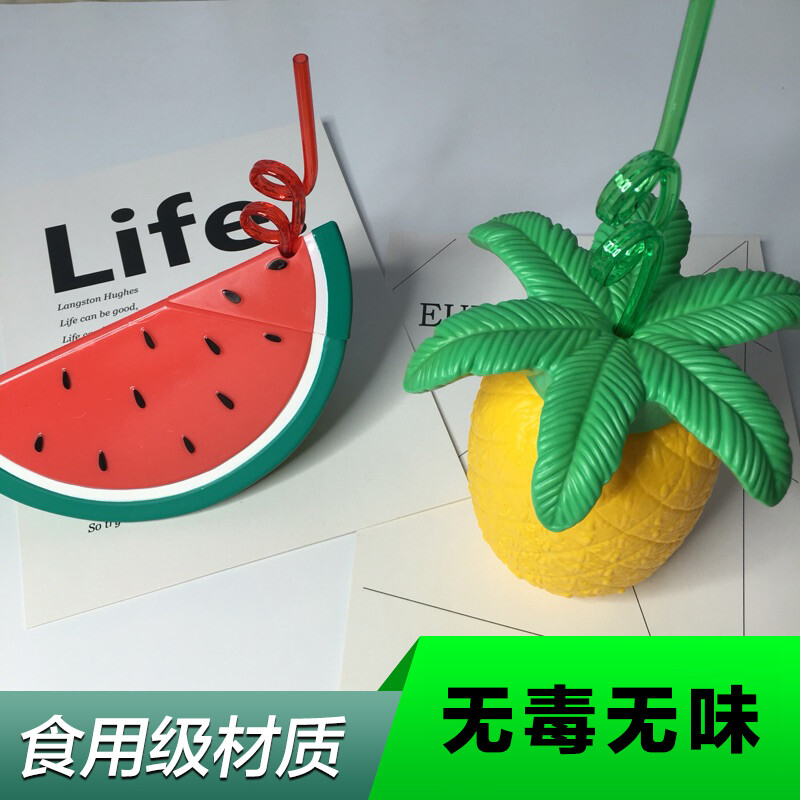 INS Sunnylife成人儿童水杯 菠萝西瓜夏季带吸管杯 宝宝杯子水壶