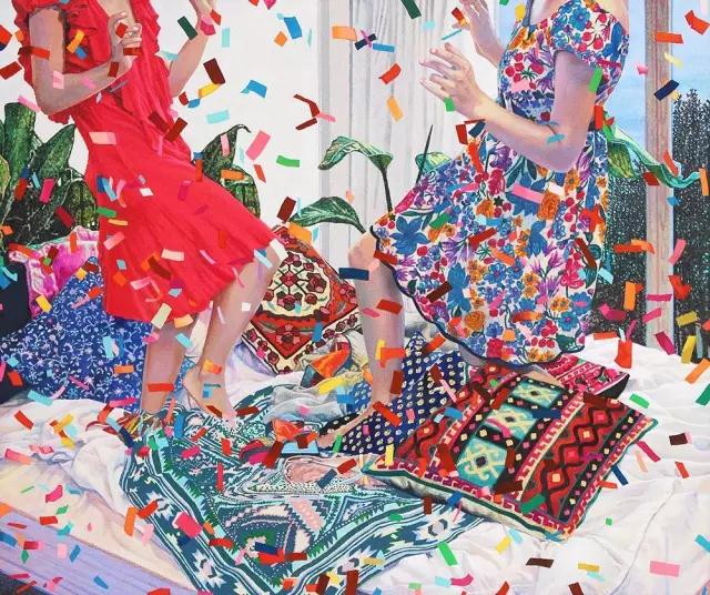 故事场景
大久保 如彌 NAOMI OKUBO
Party on My Bed 38.0 x 45.5cm Acrylic on cotton cloth