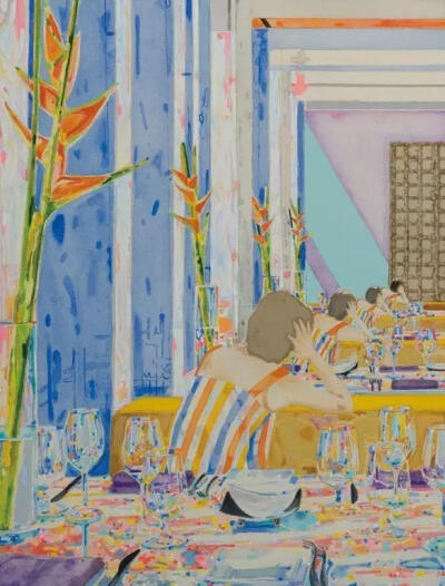 故事场景
大久保 如彌 NAOMI OKUBO
レストランの アクリル・油彩・綿布・パネル 500×652 / At the Restrant Acrylic,Oil,cotton and panel