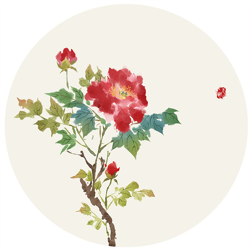 花草 水墨 插画 画师无轩