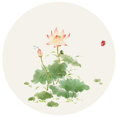 花草 水墨 插画 画师无轩