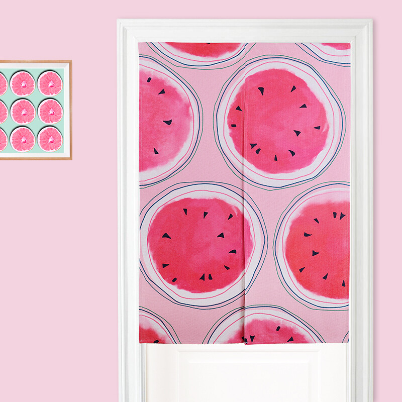 水果棉麻门帘布艺家用门帘隔断帘厨房门帘半帘卧室门帘装饰门帘子