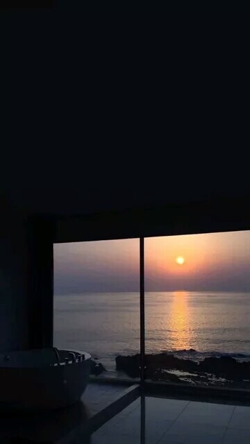 背景 海边 日落 黑