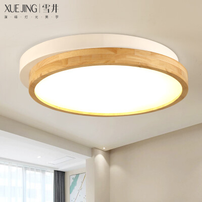 LED吸顶灯圆形日式木质灯现代简约温馨卧室客厅灯创意北欧灯具