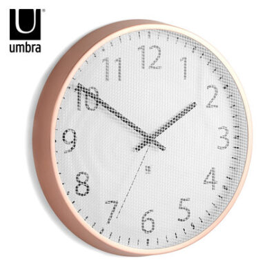 umbra创意客厅钟表艺术挂钟 欧式简约时尚网纹壁挂钟 数字时钟