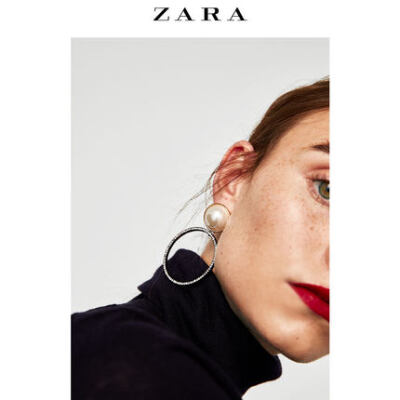 ZARA 新品 女装 珍珠饰拼接耳环 01856212050