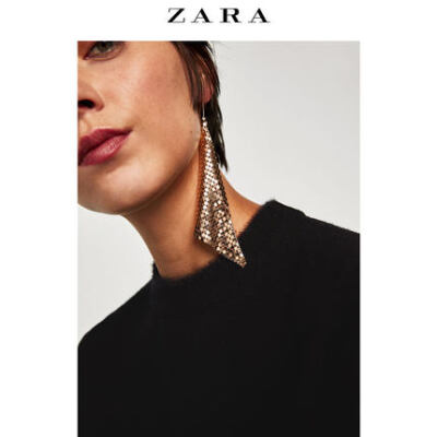 ZARA 新品 女装 金属网眼耳环 04736205303