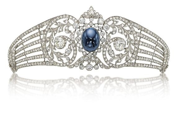 欧洲美好年代的白金蕾丝蓝宝石珠宝 ​​​​