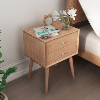 北欧白橡木实木床头柜日式简约现代卧室家具储物柜抽屉斗柜床边柜
