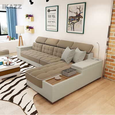 IKAZZ现代简约布艺沙发大小户型客厅转角整装沙发组合家具2202