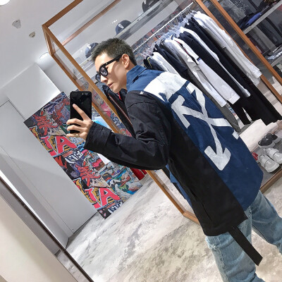 @SAMAY 皇甫SAM FW17 秋装蓝黑拼接外套 男女款情侣装夹克