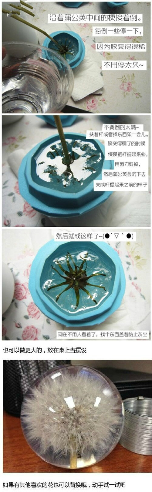 树脂蒲公英透明饰品，手工DIY制作详细图解教程~ ​​​​