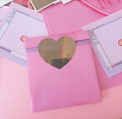粉红色包装纸 包装袋 心形爱心封口贴韩国