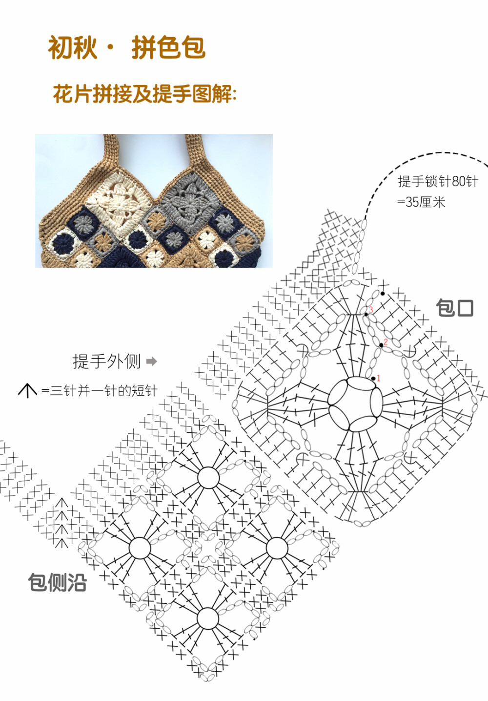 棉草拉菲 初秋拼色手提包