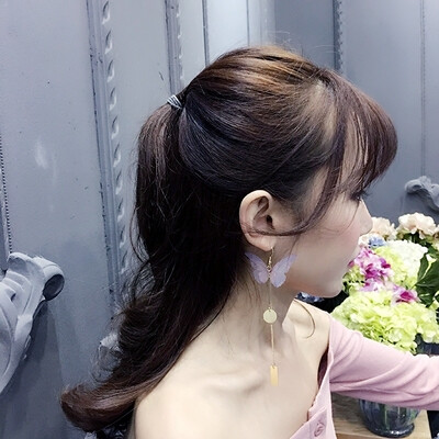 气质耳钉女长款蝴蝶百搭耳饰品个性吊坠潮人耳坠超仙流苏耳环韩国