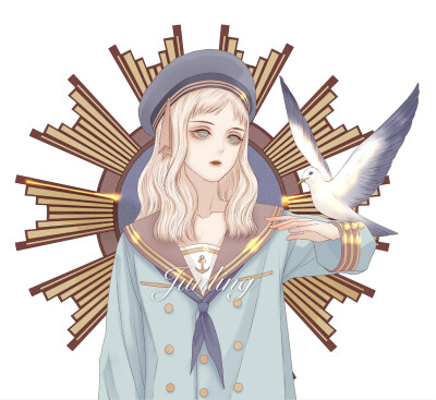 少女 水手服 插画师：--君翎-