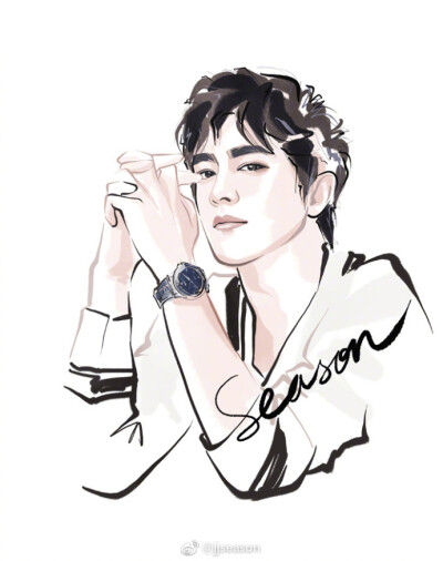 #jjseason插画# #season明星插画# ----- 穿越时间的枷锁，畅游清凉无垠世界，@林更新 帅气登上《PERFECT TIME 时计》封面人物 ​​​​