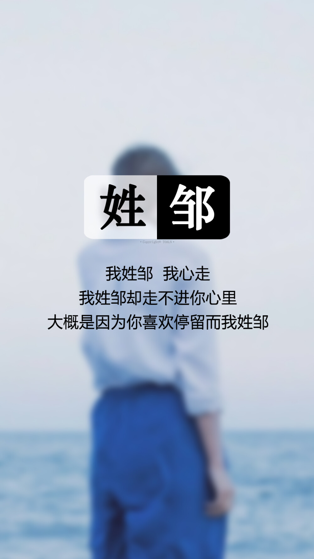 067【我姓邹，我心走】姓氏壁纸，文字壁纸，锁屏壁纸，图文来自网络，壁纸自制 #姓氏顺序为新百家姓，喜欢请收藏，如有需要请留言。留言我会看到的，等作图完了再一一回复，禁二传二改商用#[潼阿凉TOALN]