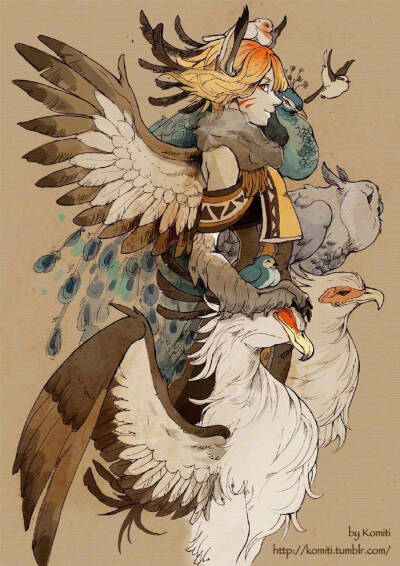 画师komiti笔下的动物系插画作品，拟人化的设计好棒啊！！有型又带感