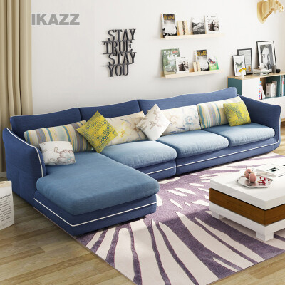 IKAZZ布艺沙发现代简约大小户型客厅转角整装沙发组合家具829