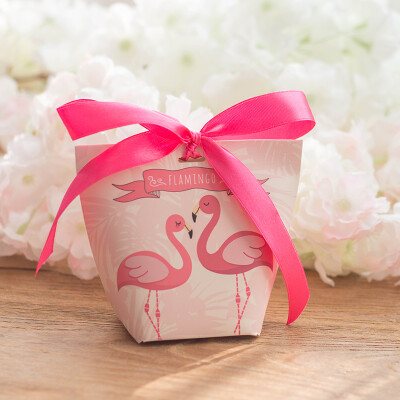 范妮范 粉红火烈鸟喜糖盒子创意大号纸盒婚礼用品糖袋包装