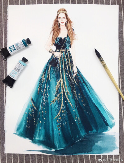 Elie Saab ——Fall 2017 Couture——#丁香时装画教程##高级定制##服装插画##服装设计手稿##时装画##时尚# @手绘加油站 @服装画集中营 @國際時尚插畫 @水彩达人 @凤凰时尚 @手绘插画教程 @穿针引线官方微博 @服装插…