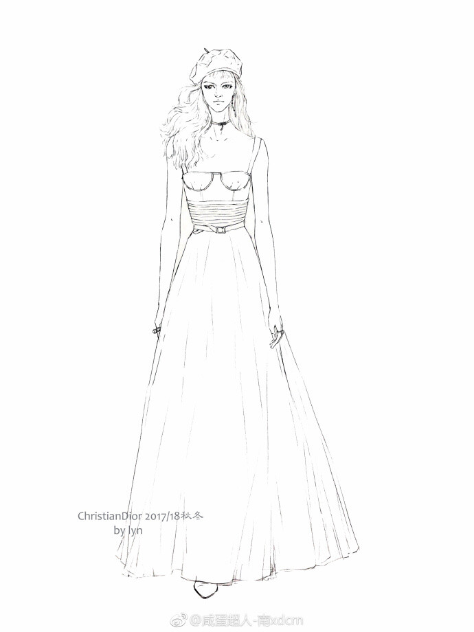 #水彩##水彩教程##手绘##插画##时装画##服装设计手稿##服装彩色效果图##服装设计##闪粉##Christian Dior# 2017/18秋冬 @Dior迪奥 颜料：水彩+闪粉胶闪粉：ranger stickles 【美国】图8——————————@穿针引线官方微博 @手绘插画 ​​​@服装设计时装画手稿 ​​​@手绘时装画 ​​​ ​​​​