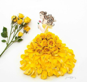 分享一组来自马来西亚艺术家limzy的创意作品，用水彩勾勒出的曼妙身姿，再配上优雅大方的鲜花礼服，美的无法言语。 ​​