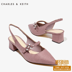 CHARLES&KEITH单鞋女CK1-60900059尖头绒面一字带低粗方跟玛丽珍