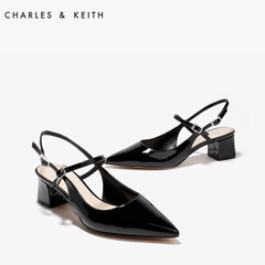 CHARLES&KEITH凉鞋女CK1-60900031女士漆皮玛丽珍方跟粗跟鞋