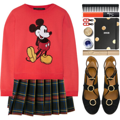 A fashion look from August 2017 featuring mickey mouse shirts, pleated skirt and mary-jane shoes. Browse and shop related looks.